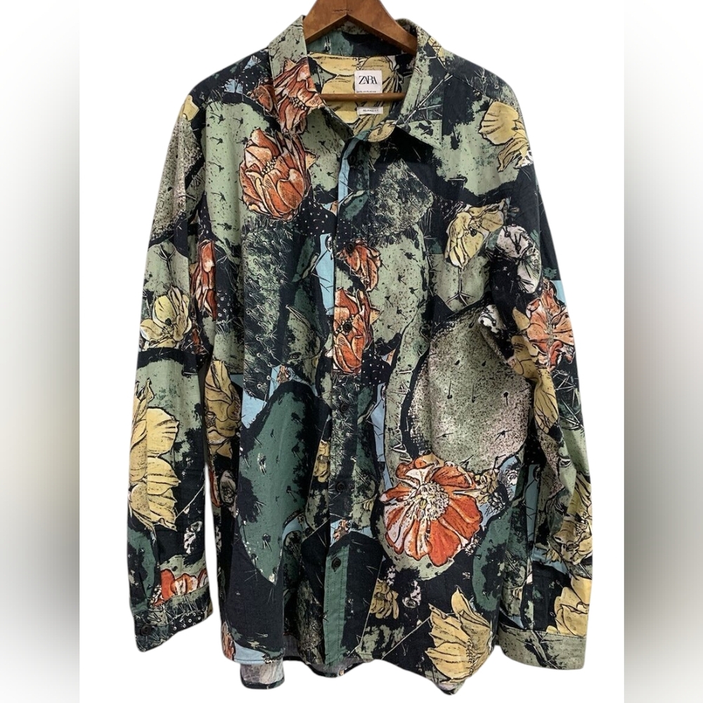 Zara Men's Relaxed Fit Floral Shirt Multicolor M